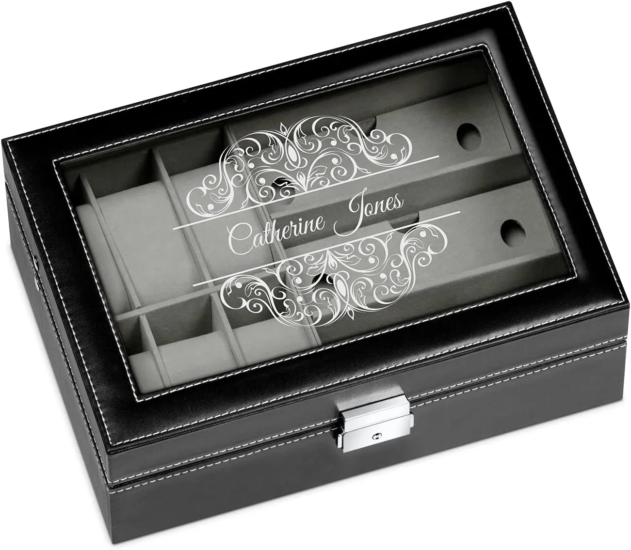 jewelry box - Stylish watch box - Personalized birthday gift for women - motif Maverton Watches & Sunglasses Organizer - Storage case with engravable lid - saffron scenario lure acumen inventor Elegant 