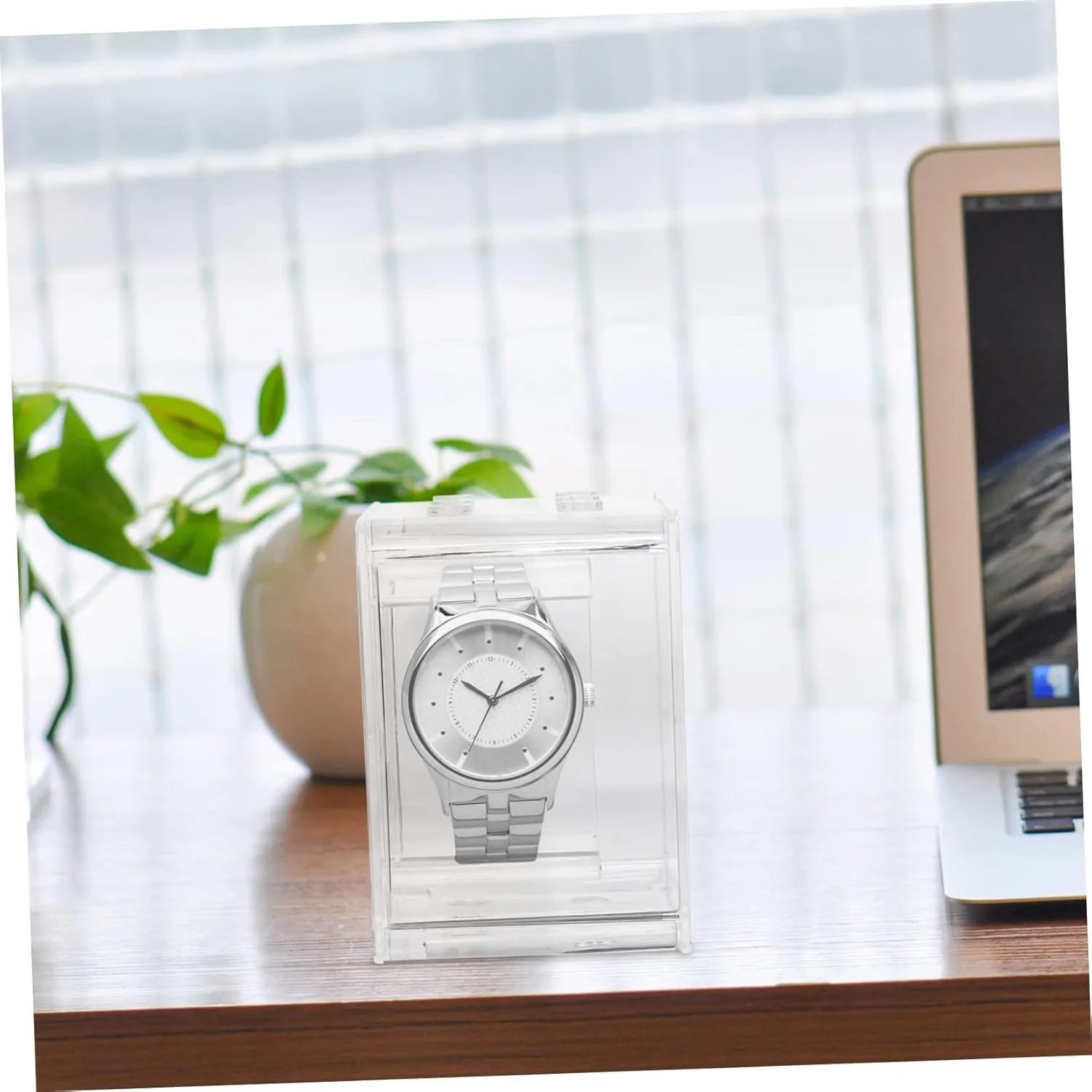 Jewelry Storage Case for Men and Women Stylish Display Holder for Home and Travel for limitation plantation primarily Watches Bracelets and Accessories GALPADA 4pcs Transparent Watch Box Organizer 