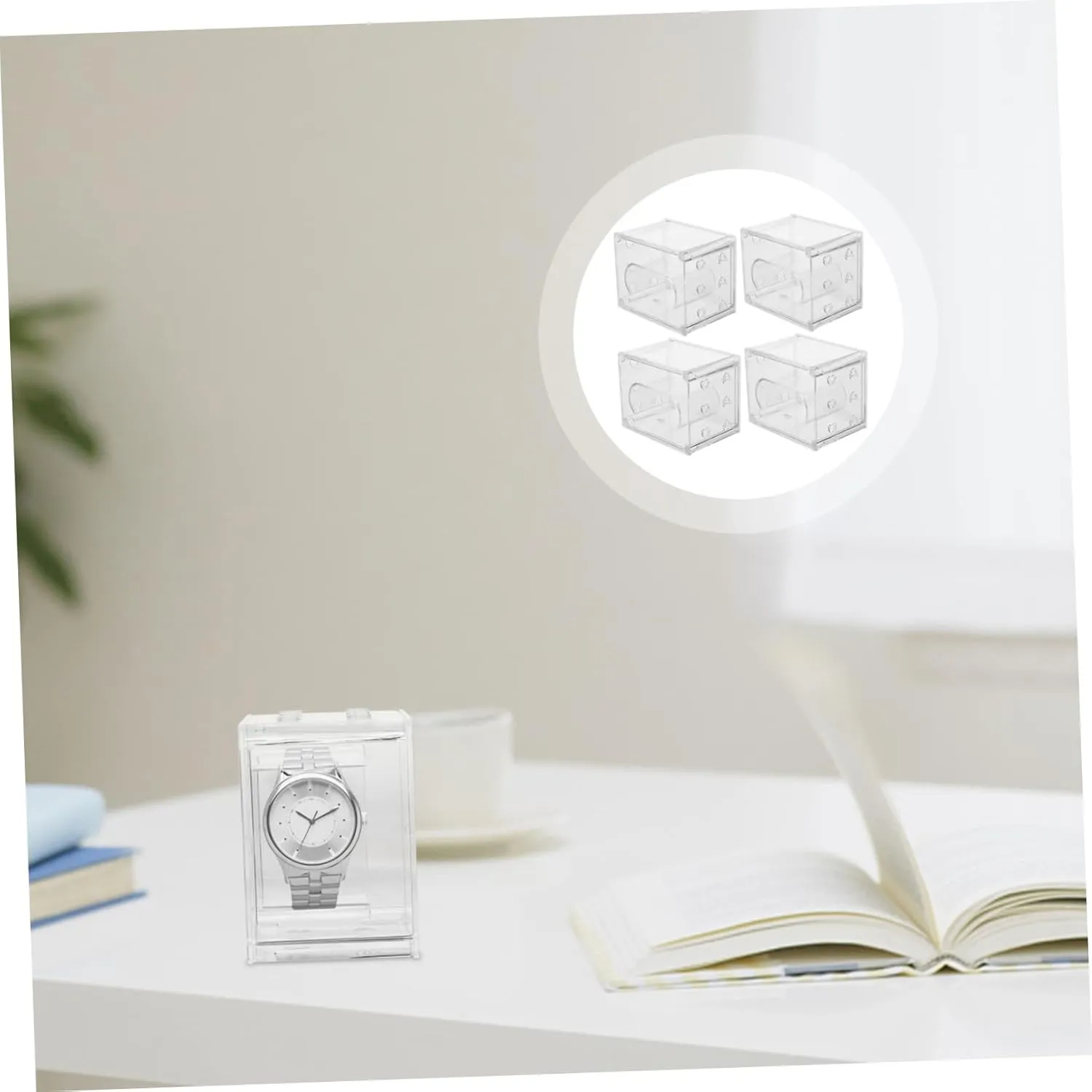 Jewelry Storage Case for Men and Women Stylish Display Holder for Home and Travel for limitation plantation primarily Watches Bracelets and Accessories GALPADA 4pcs Transparent Watch Box Organizer 