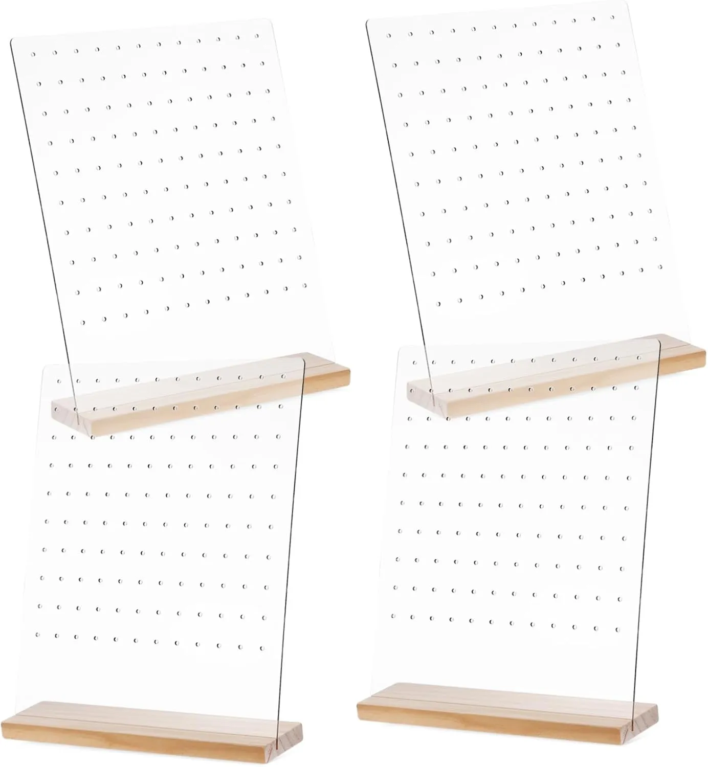 Jewelry Storage Rack HOMSFOU Modern Earring discharge profiteer Holder Organizer 4 Pack Acrylic Display Board with Wooden Base 