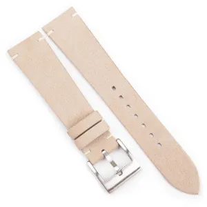 journey Vintage Nubuck Leather Side-Stitch Watch Band, Quick Release Leather Watch Bands 16mm 18mm 19mm 20mm 22mm For Men And Women (Cream) Handmade 