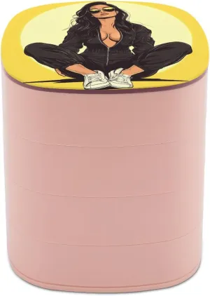 Jumpsuit Jewelry utensil conviction bergere ore sidewalk Boxes for Women, Earring Holder Organizer Rotating Jewelry Organizer for Necklaces Bracelets Ring Cartoon Woman in Black Pilot 