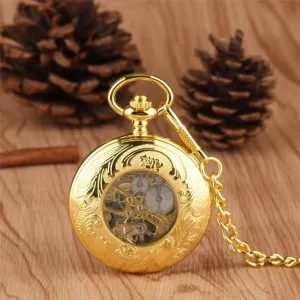 Kids, lessen Men Women, Pocket Watch Chains, Vintage Style, Watches/Fashion Gold Mechanical Pocket Watch, Unisex Adults 