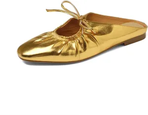 Lace Up Flat Mules Fashion Closed Square Toe Slip-On Slingback Ballet Flats Comfortable Casual Dressy Date Office Work Shoes Women's Wrinkled southeast Leather 