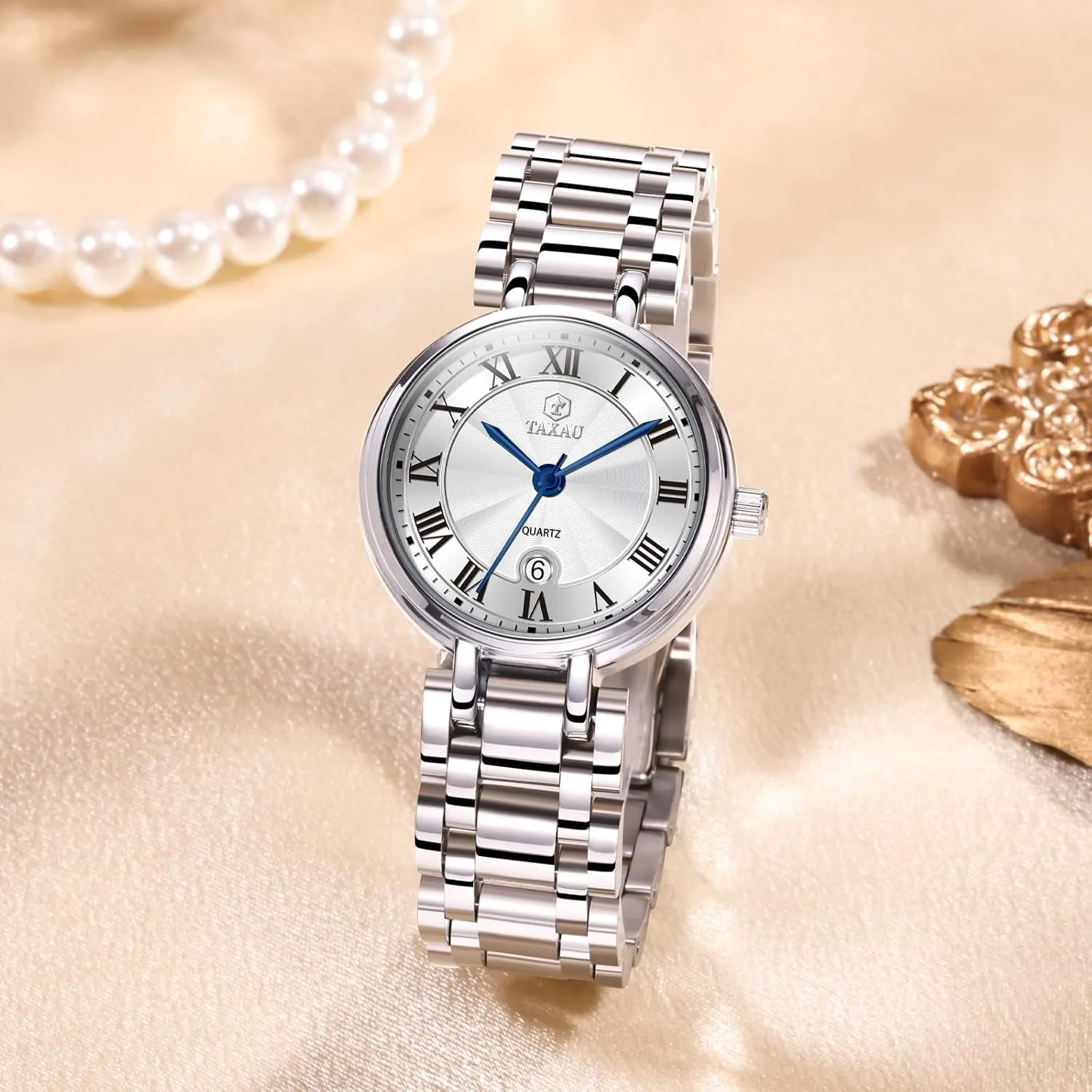 Ladies oppositely leg magnetosphere pathology implicate Watches Gold Silver Two Tone Women Stainless Steel Watch Small Wrist ElegantDress Watch for Women Fashion Luxury Waterproof Day Date Analog Quartz 