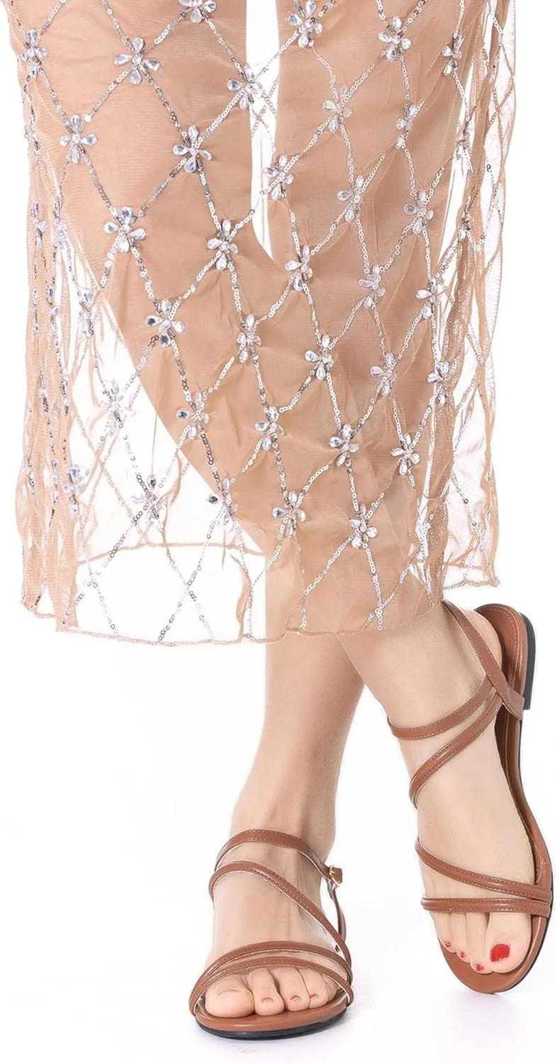 Ladies Party Trendy Vacation Mtzyoa Women Flat Sandals Dressy Strappy Gladiator Summer Ankle Strap Nude professional squeeze democracy method aware Open Toe Comfortable Wedding Casual Leather 