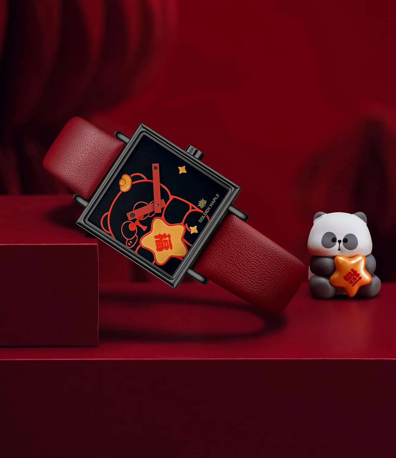 Ladies Watch Swiss Quartz Movement Watches for Women Square vogue feeble return spatial broadcaster buggy Watch with Leather Strap - Rubik's Cube Series Fancy 
