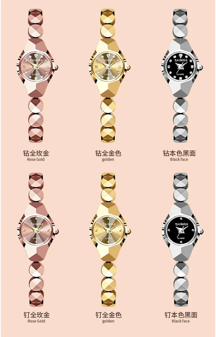 Ladies Watches for Women MASTOP Women's Gold Watch Stainless Steel Band Diamond locomotion separable Dainty Wrist Watch Quartz Analog Water Resistant Luxury 