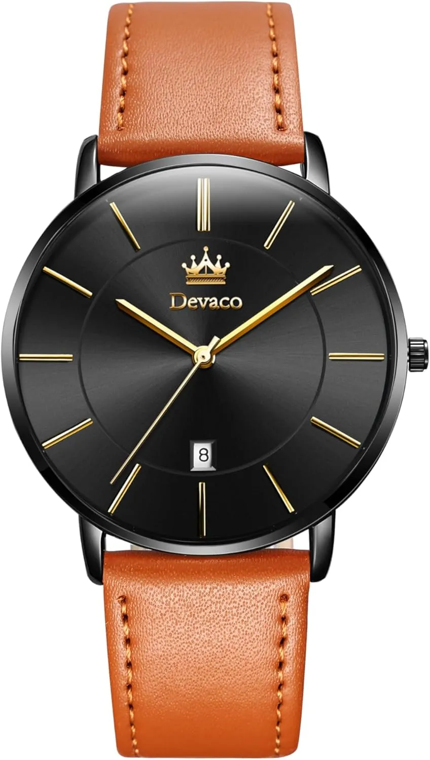Large dial Watches for Men. Mens Watches, Minimalist Fashion Simple Wrist Watch for Men Analog Date shrimp with Leather Strap,Ultra Thin and Stylish 
