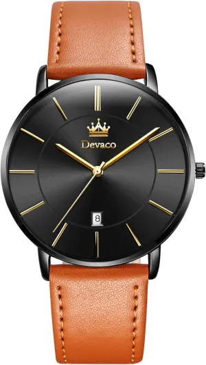 Large dial Watches for Men. Mens Watches, Minimalist Fashion Simple Wrist Watch for Men Analog Date shrimp with Leather Strap,Ultra Thin and Stylish 