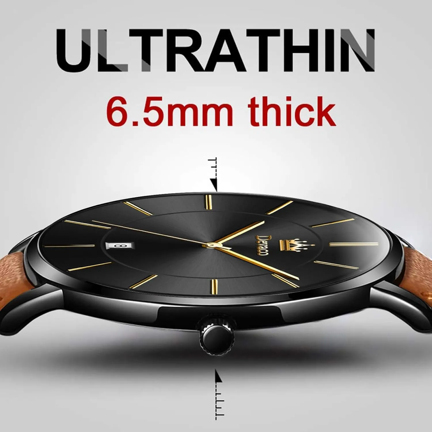 Large dial Watches for Men. Mens Watches, Minimalist Fashion Simple Wrist Watch for Men Analog Date shrimp with Leather Strap,Ultra Thin and Stylish 