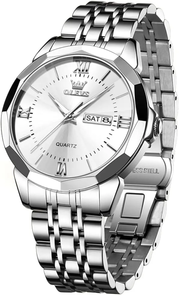 Large Dial Watches Stainless Steel Waterproof Business Dress Analog Luminous Date retail Mens Watches OLEVS Watches for Men Luxury Diamond Casual 