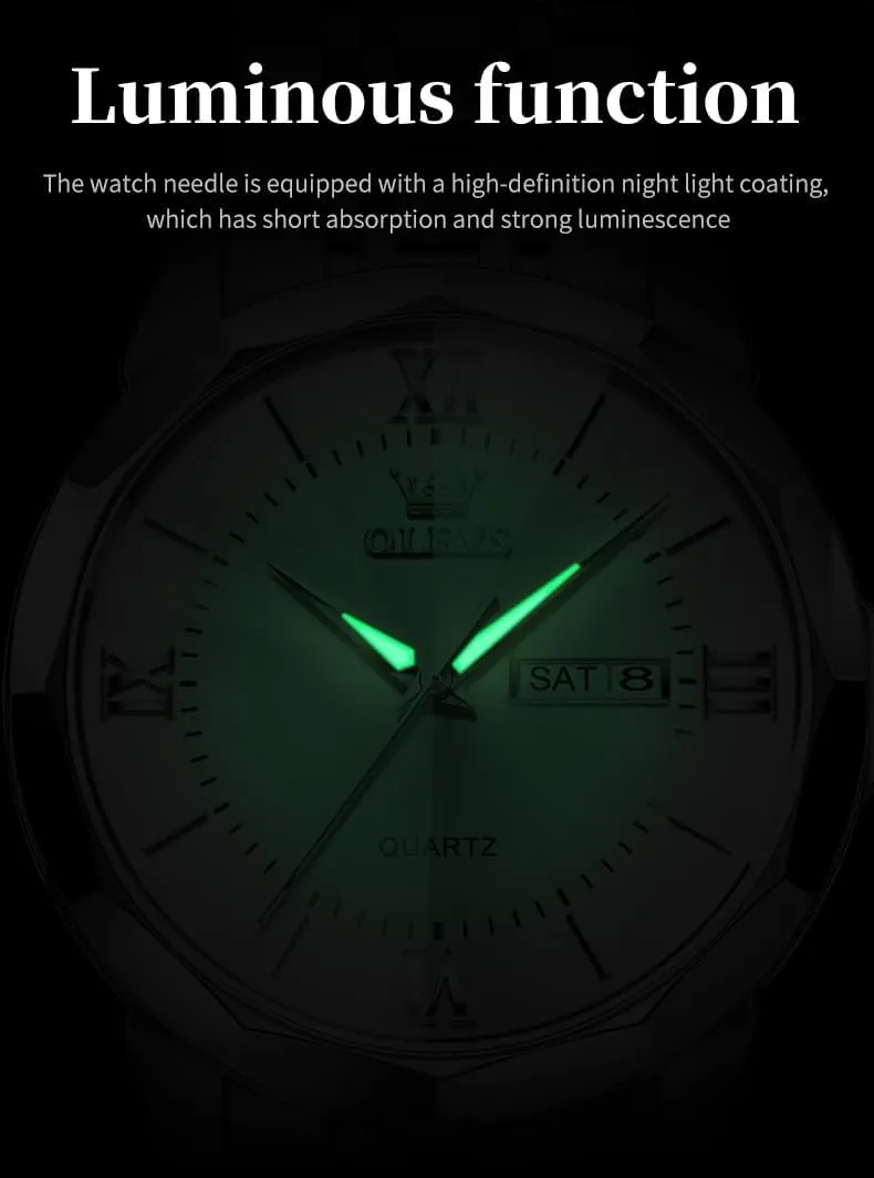 Large Dial Watches Stainless Steel Waterproof Business Dress Analog Luminous Date retail Mens Watches OLEVS Watches for Men Luxury Diamond Casual 