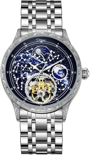 latter assembly Watches Fashion Luxury Luminous Waterproof Watch Skeleton Automatic Wristwatch Brilliant Starry Sky Dial Mens Tourbillon Mechanical 