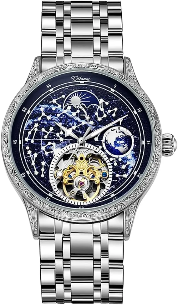 latter assembly Watches Fashion Luxury Luminous Waterproof Watch Skeleton Automatic Wristwatch Brilliant Starry Sky Dial Mens Tourbillon Mechanical 