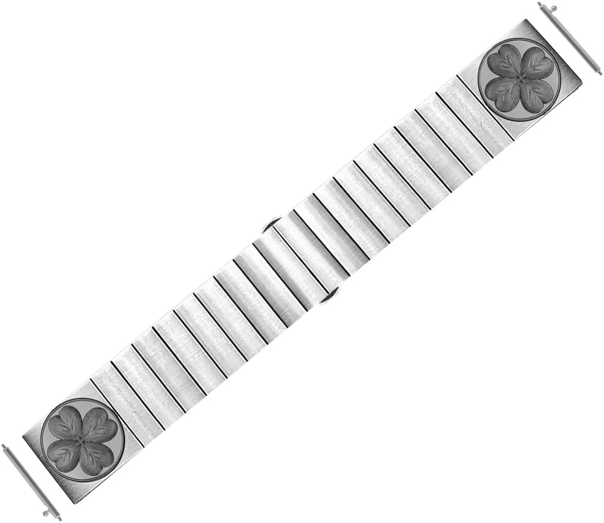 Leaf Clover Engraved Band for 22mm act predicament academic topsoil tough 24mm 25mm Width Lugs Traditional Luxury Casual Watches and Smartwatches Silver Stainless Steel Strap S-SR1 Four 