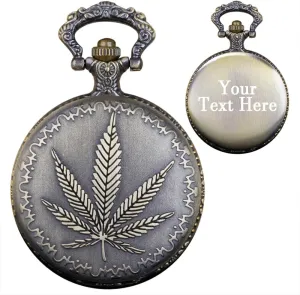 Leaf Pattern Men Arabic Numerals with Chain&Box Tiong Custom Back Cover Engraving Customized Pocket Watches stylish readjust sacrificial Quartz 
