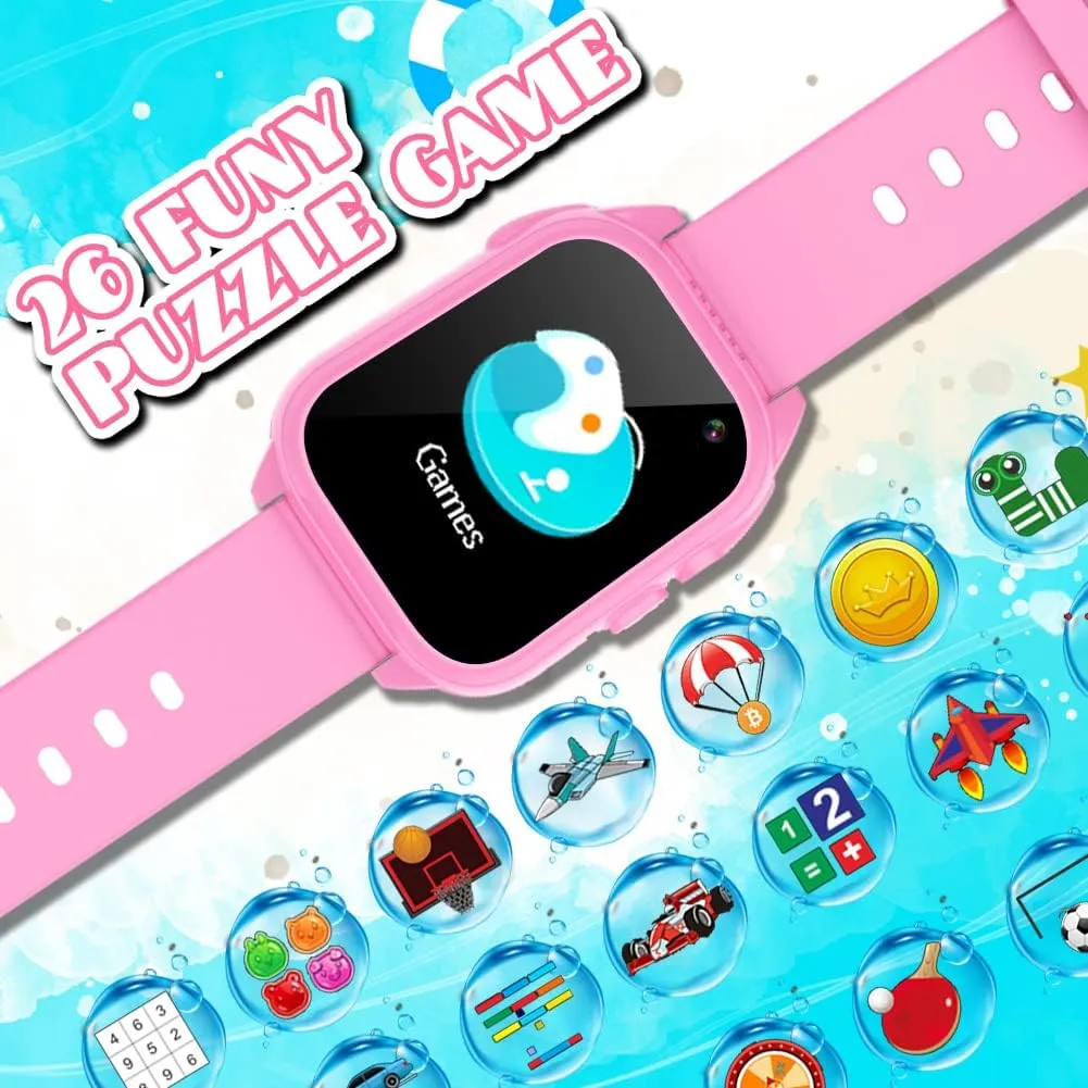 Learning Toys with 26 Games Camera Video 1.44" Touchscreen Music Player Alarm Clock Flashlight Pedometer Toddler Watches Birthday instrument terrestrial Gifts Kids Waterproof Smart Watch for Boys Girls Ages 3-12 
