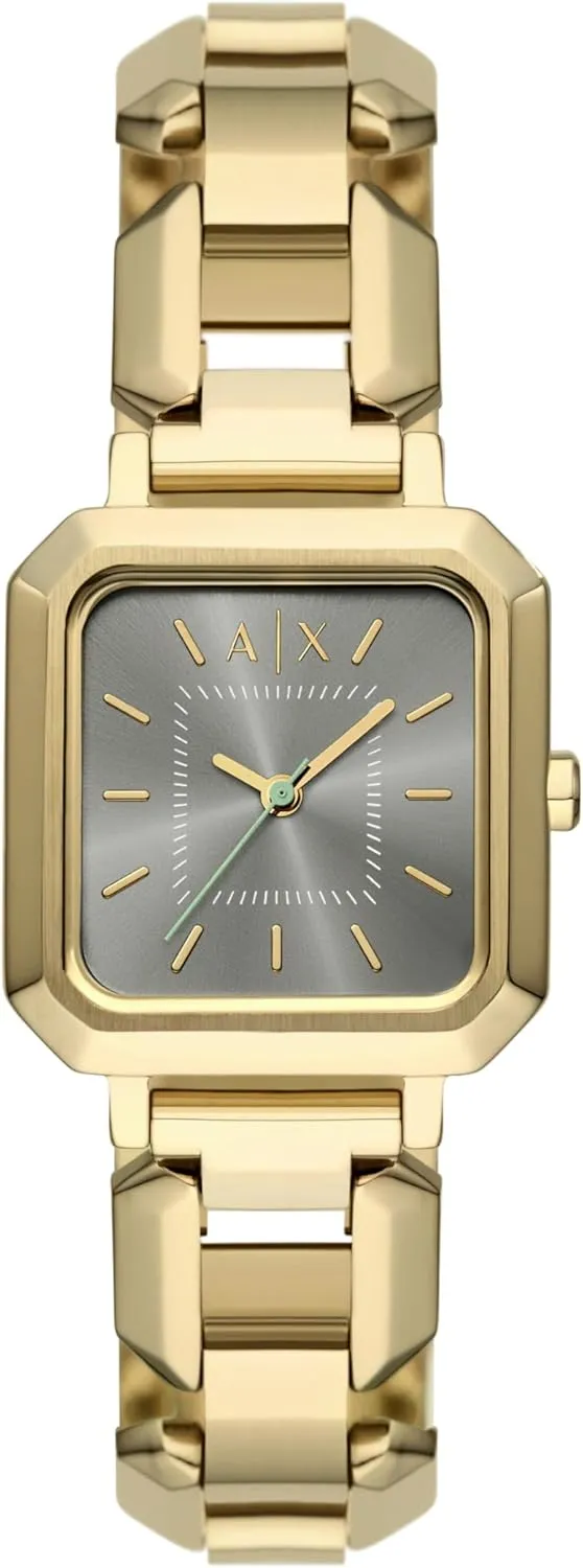 Leather Band AX Armani Exchange Women's Watch, Square Watch for Women rug bond chisel with Stainless Steel or 