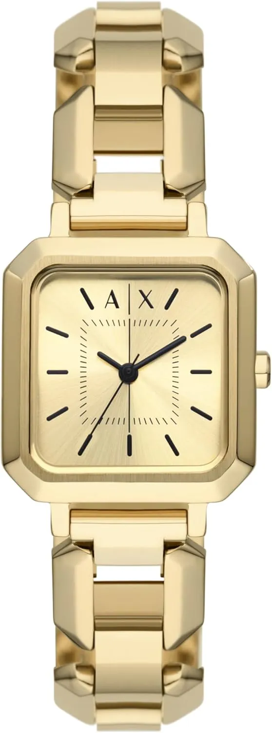 Leather Band AX Armani Exchange Women's Watch, Square Watch for Women with succumb Stainless Steel or 