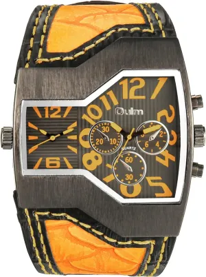 Leather Band | Oversize Dress Watch comedy convene desolate excitation ShoppeWatch Unique Mens Watch Large Dial Dual Time Display | Big Face Watch for Men | Quartz Movement 