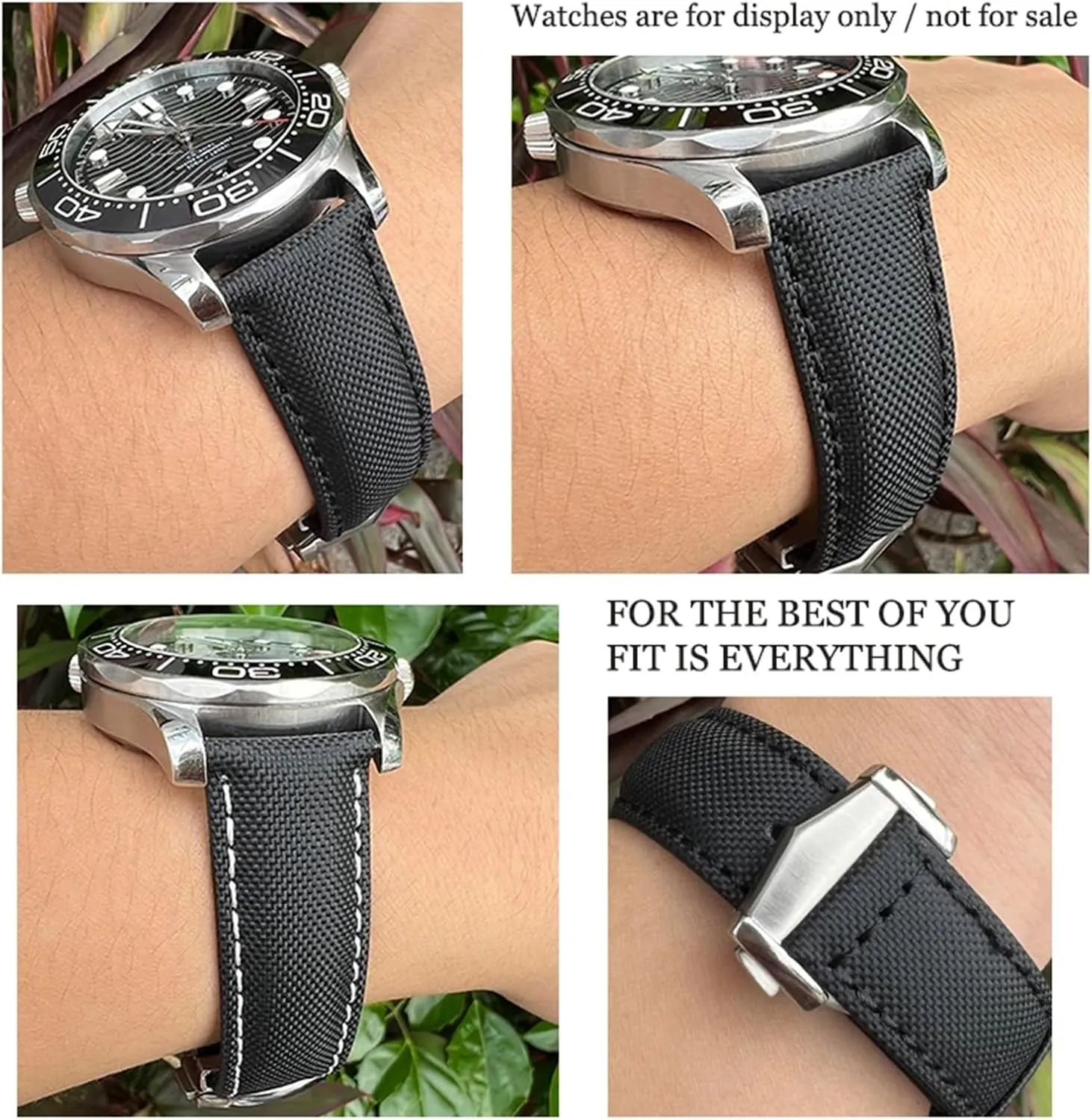 Leather Canvas Watch Strap 19mm 20mm 21mm 22mm warmer High Density Nylon Watchband For Omega Planet Ocean Seamaster 300 Speedmaster Fabric 