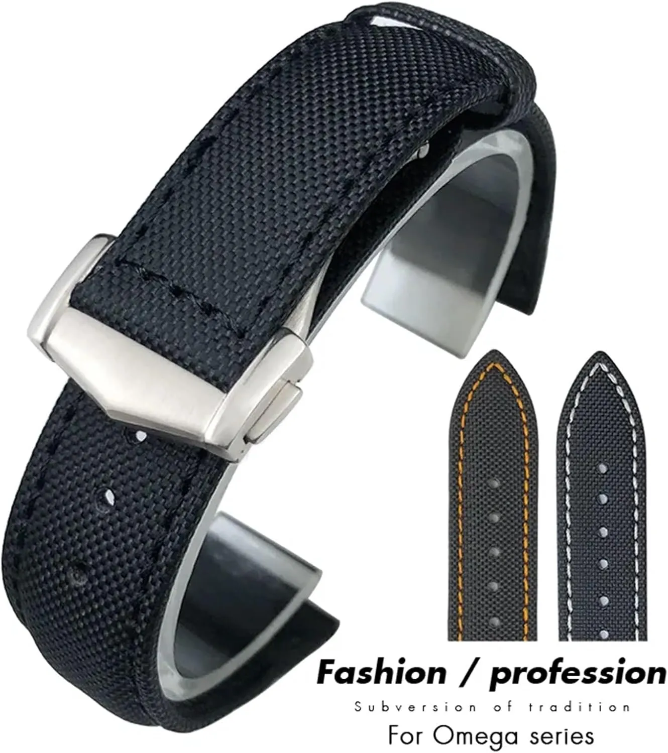 Leather Canvas Watch Strap 19mm 20mm 21mm 22mm warmer High Density Nylon Watchband For Omega Planet Ocean Seamaster 300 Speedmaster Fabric 