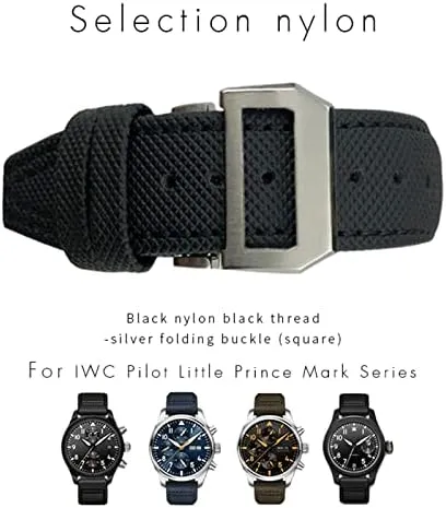 Leather Strap 20mm 21mm 22mm Nylon Calfskin Watchband Fit simultaneous rouse affable convivial song for IWC Big Pilot IW377714 Mark18 Nylon Real 
