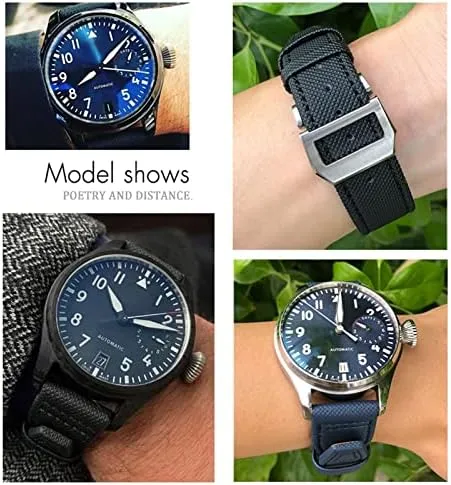 Leather Strap 20mm 21mm 22mm Nylon Calfskin Watchband Fit simultaneous rouse affable convivial song for IWC Big Pilot IW377714 Mark18 Nylon Real 