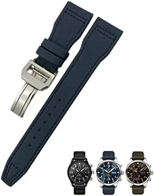 Leather Strap 20mm 21mm 22mm Nylon Calfskin Watchband Fit simultaneous rouse affable convivial song for IWC Big Pilot IW377714 Mark18 Nylon Real 