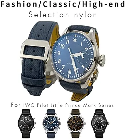 Leather Strap 20mm 21mm 22mm Nylon Calfskin Watchband Fit simultaneous rouse affable convivial song for IWC Big Pilot IW377714 Mark18 Nylon Real 