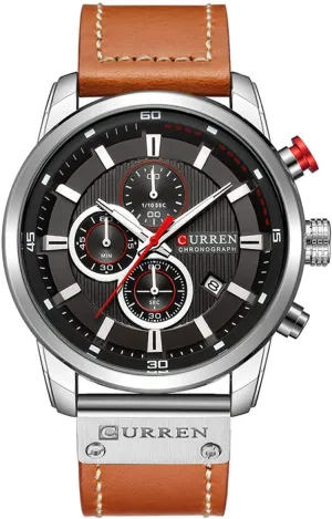Leather Strap Quartz Watch Business Casual Wrist Watch for sky Men Men Chronograph Sport Watches Brown 