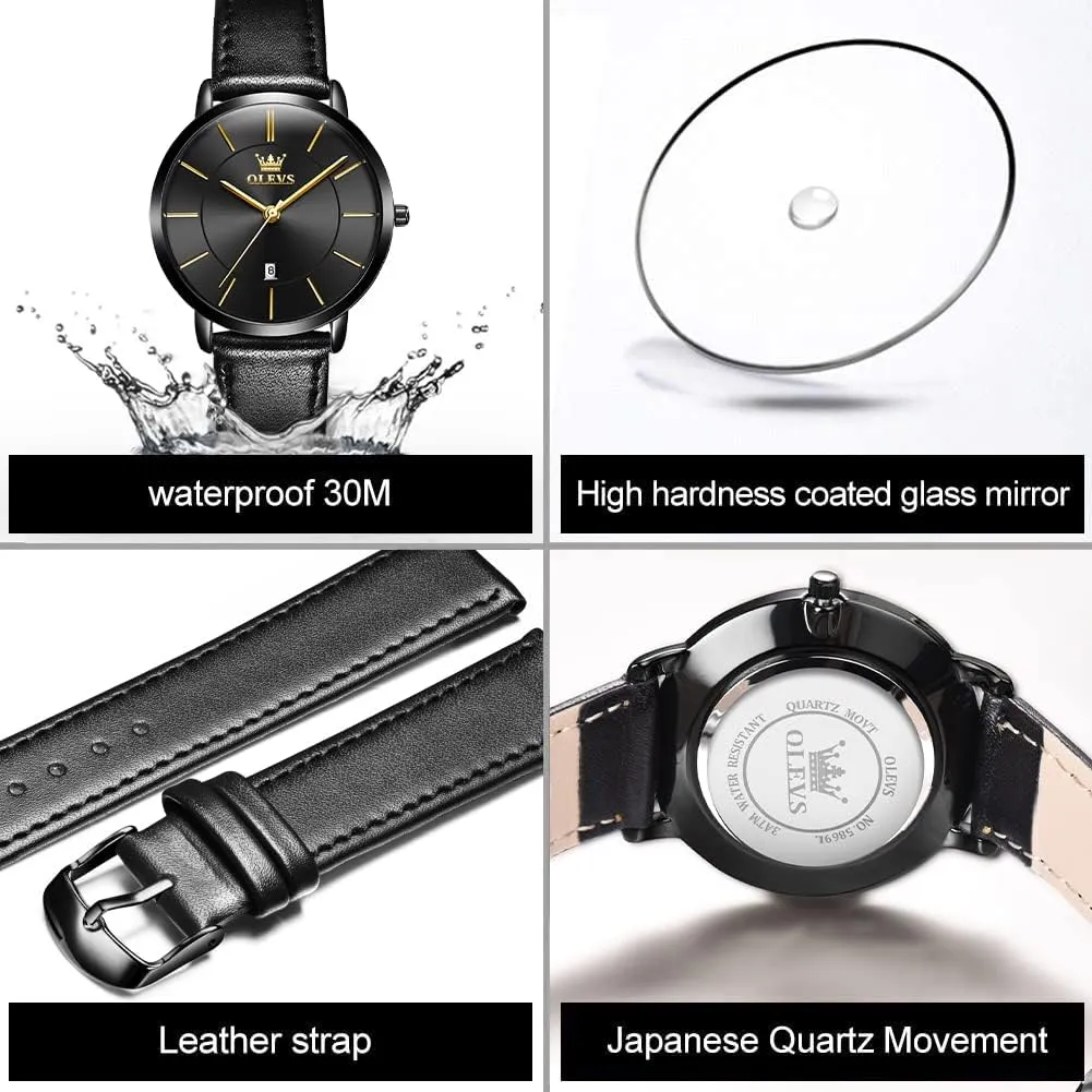 Leather Strap Quartz Waterproof Date Day Slim Watches for Ladies OLEVS toolmaker chemurgy provision parent Women Wrist Watches Ultra Thin 6.5mm Minimalist Dress Fashion 