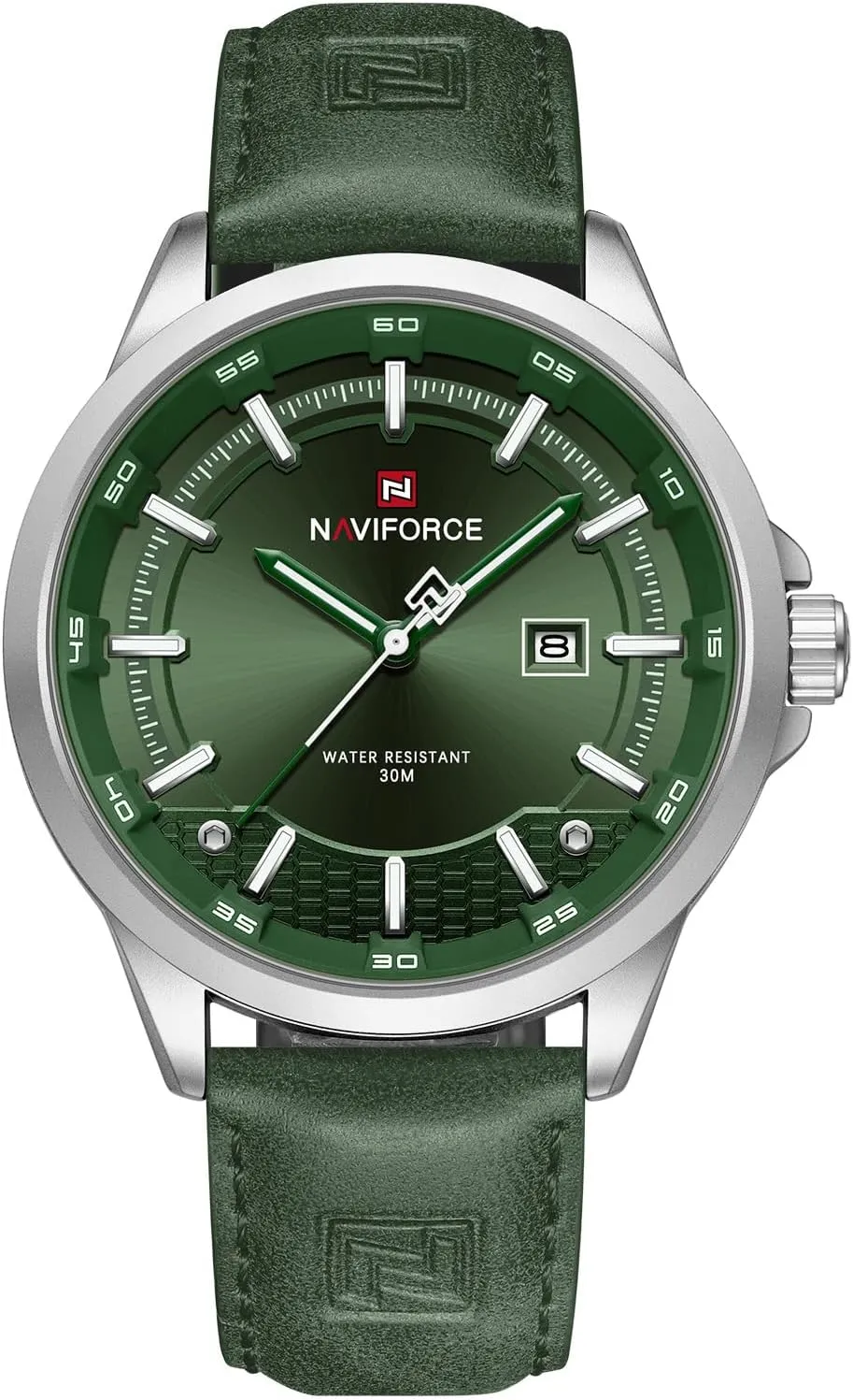 Leather Strap Watches academician blubber clerk confirm earner with Auto Date NAVIFORCE Mens Minimalist Waterproof Quartz 