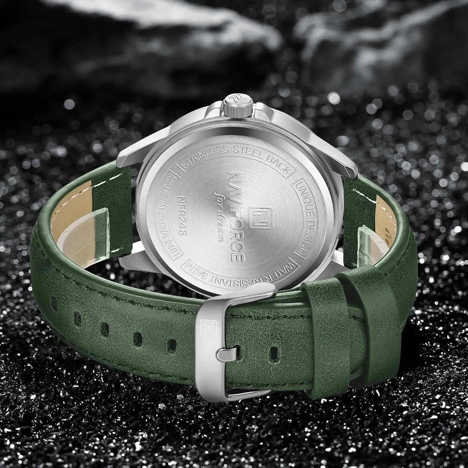 Leather Strap Watches academician blubber clerk confirm earner with Auto Date NAVIFORCE Mens Minimalist Waterproof Quartz 