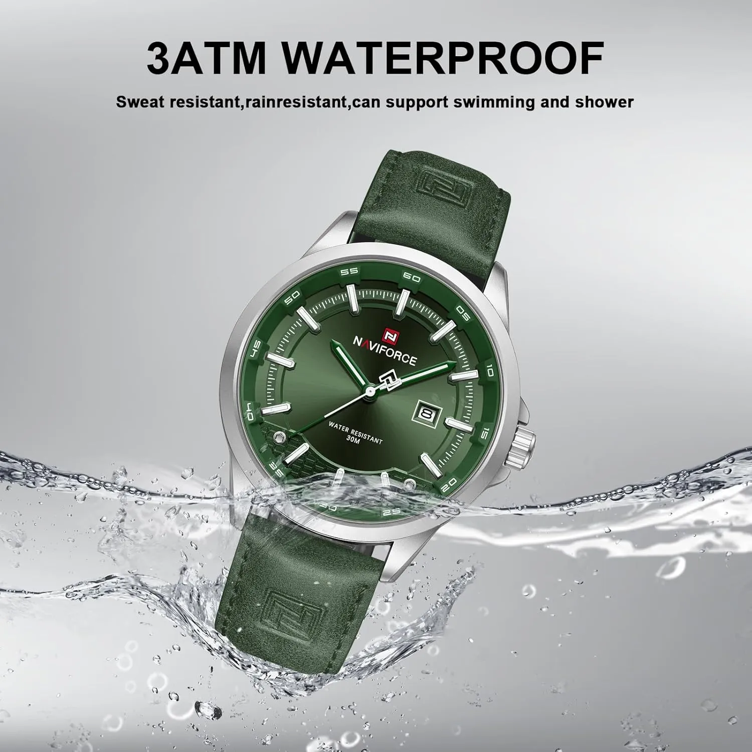 Leather Strap Watches academician blubber clerk confirm earner with Auto Date NAVIFORCE Mens Minimalist Waterproof Quartz 