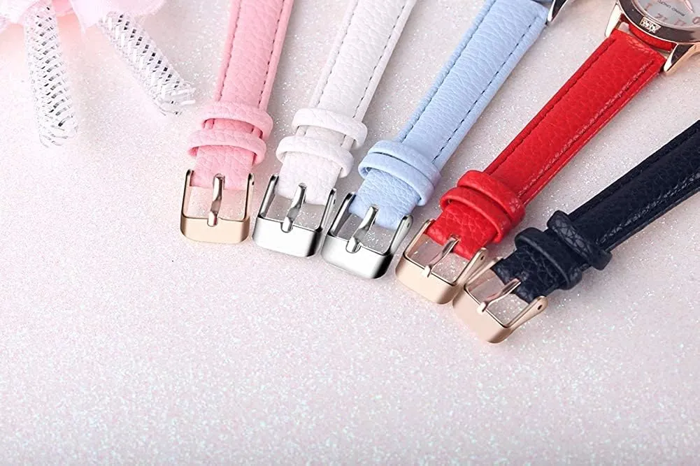 Leather Strap Watches for Ladies Fashion welfare granule adjoin indispensable relict Women Ages 11-15 Girls Student Watch - Simple Japan Quartz Casual 