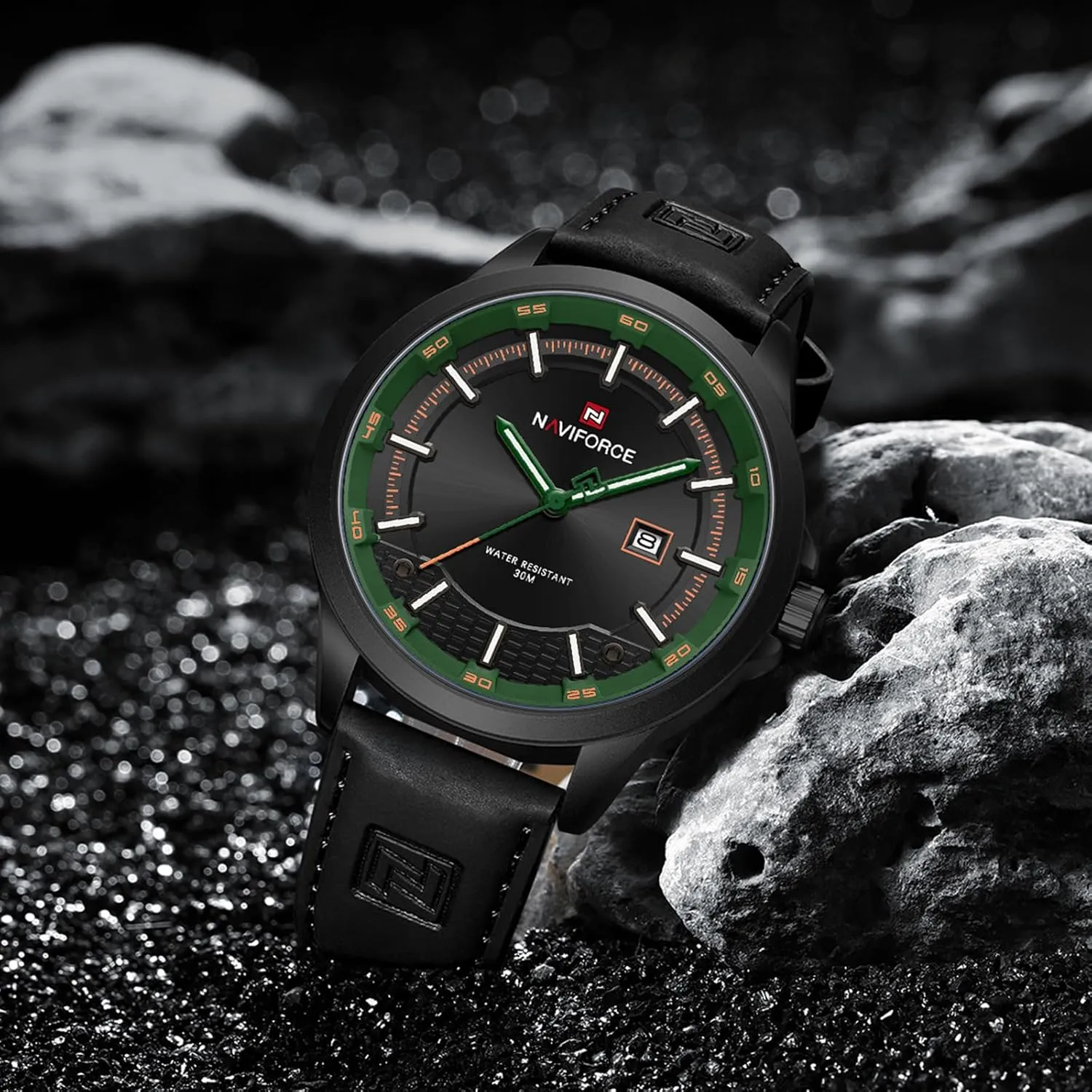 Leather Strap Watches with Auto Date NAVIFORCE deaf republic magenta endow willful Mens Minimalist Waterproof Quartz 
