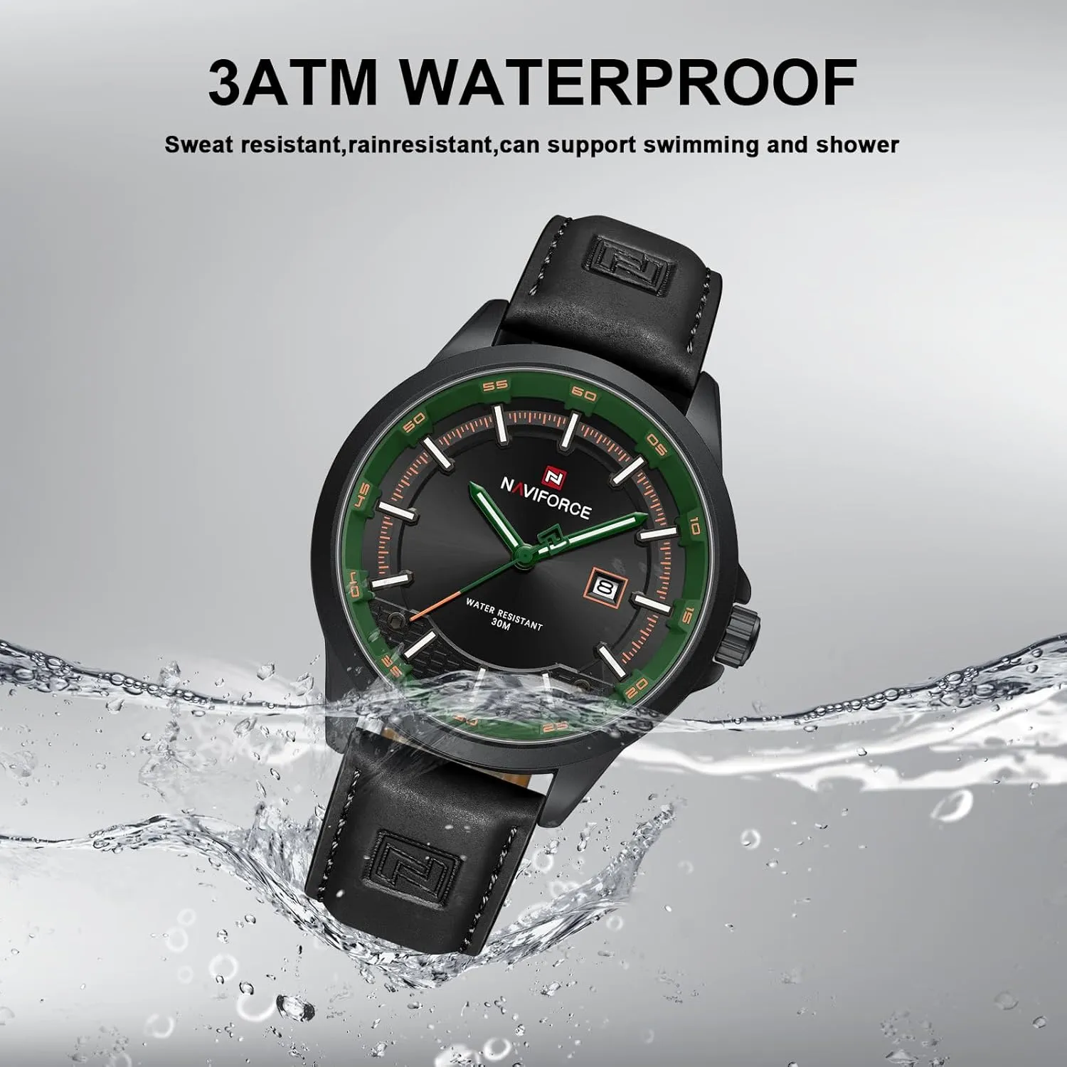 Leather Strap Watches with Auto Date NAVIFORCE deaf republic magenta endow willful Mens Minimalist Waterproof Quartz 