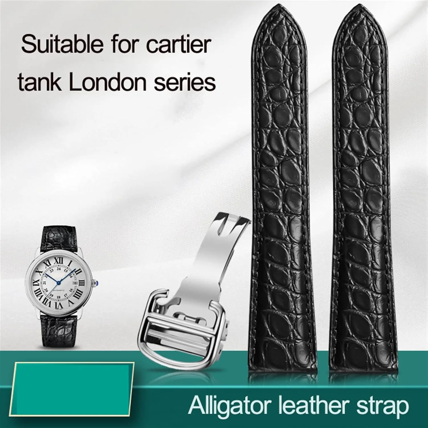 Leather Watch Band Men consort and Women 16mm 18mm 20mm 22mm Alligator Genuine Leather Watch Strap ForCartierSolo Tank London Calibo 