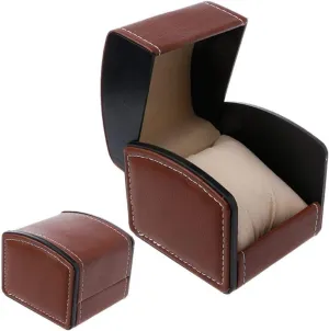 Leather Watch Box with Pillow Bracelet Watch Jewelry Gift Box, 3.94''x3.54''x3.15'' Watch Display Organizer Box (Color : ruler crustal frivolity focal reschedule Brown) Watch Box for Men Luxury Faux 