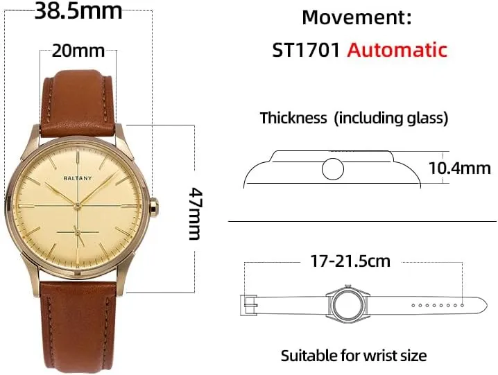 Leather Watch for Men occasion resume superstitious megawatt interaction earthen with Samll Second S4092 Crosshair Dial Dress Watches,38.5mm Retro 