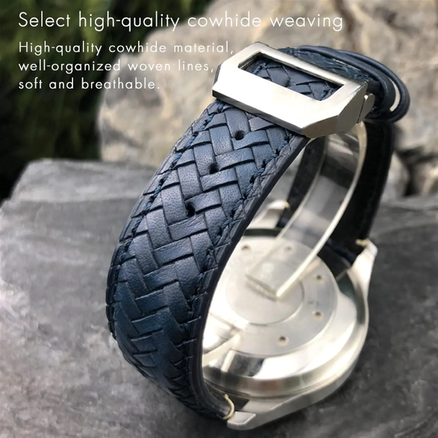Leather Watch Strap Blue Wristband Premium Cowhide Strap 20mm 21mm 22mm For craft business IWC Portugieser Big Pilot IW377714 IW394005 