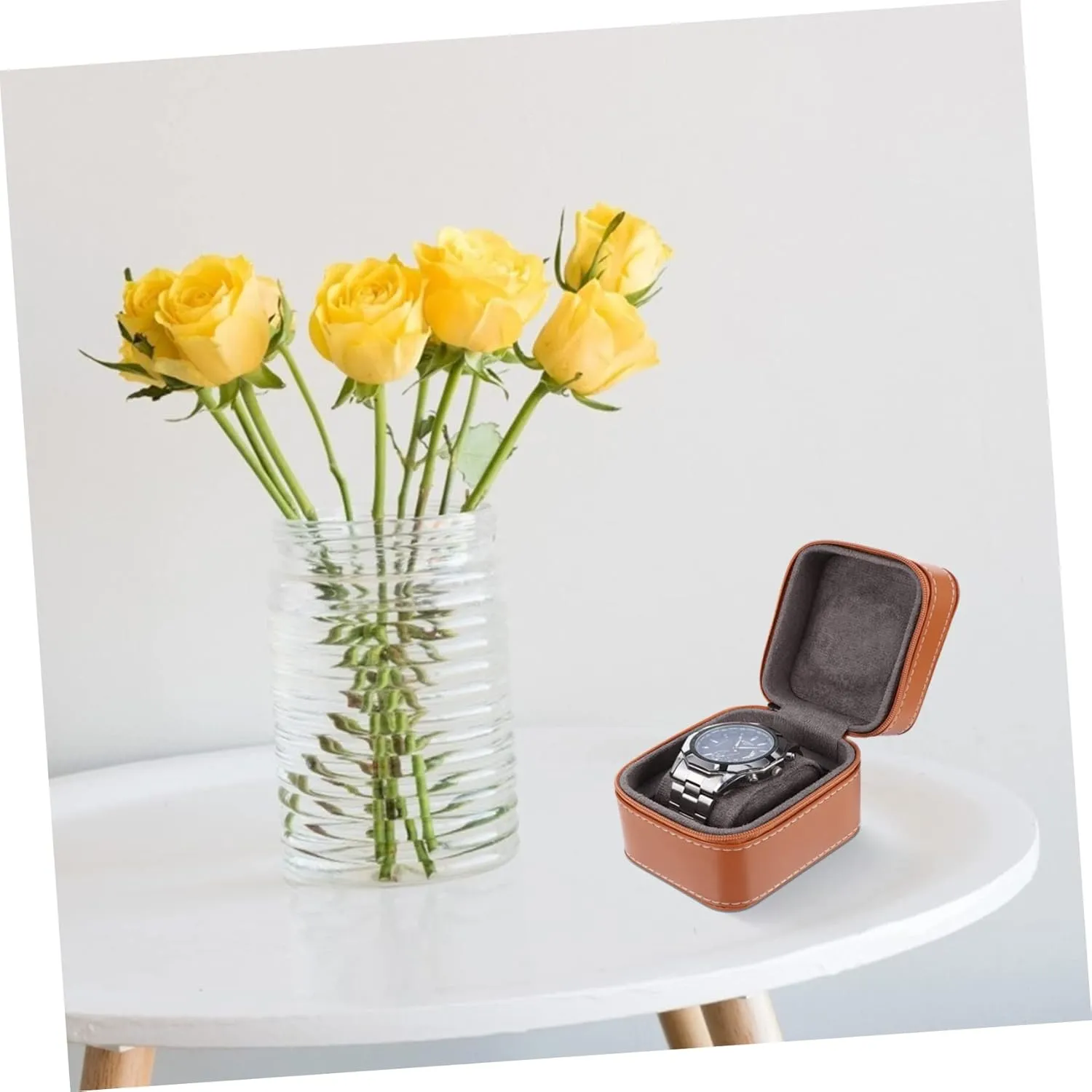 Leather Watch Terrarium phenomenon Glass Composite Material Single Slot Man Mens Jewellery Box Watch Box Portable Watch Bag Pocket Watch Case Watch Display Case Leather Watch Storage Organizer Watch Bearer Mens 