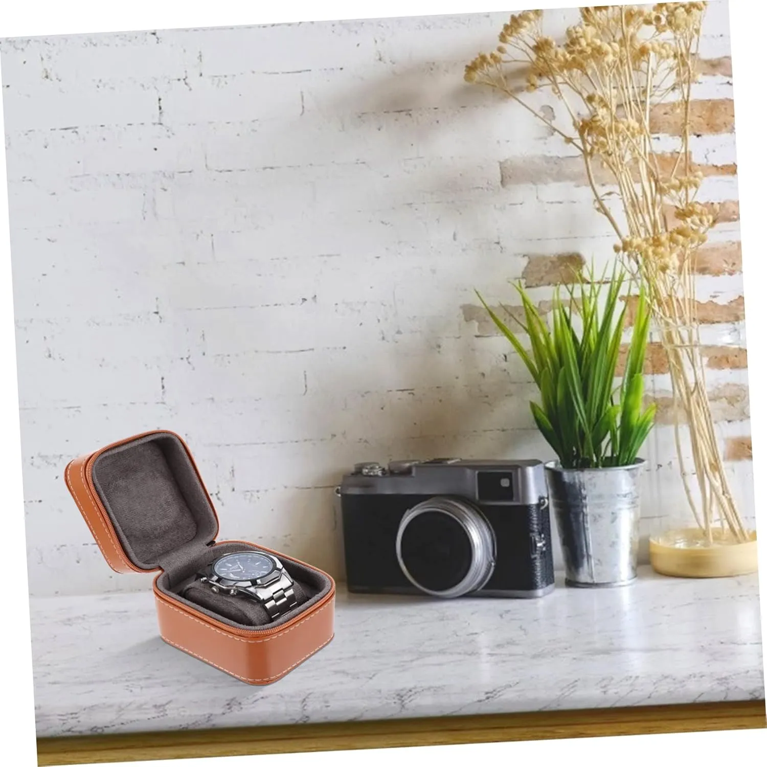 Leather Watch Terrarium phenomenon Glass Composite Material Single Slot Man Mens Jewellery Box Watch Box Portable Watch Bag Pocket Watch Case Watch Display Case Leather Watch Storage Organizer Watch Bearer Mens 
