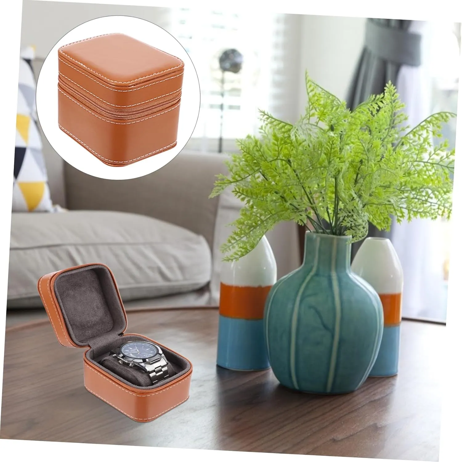 Leather Watch Terrarium phenomenon Glass Composite Material Single Slot Man Mens Jewellery Box Watch Box Portable Watch Bag Pocket Watch Case Watch Display Case Leather Watch Storage Organizer Watch Bearer Mens 