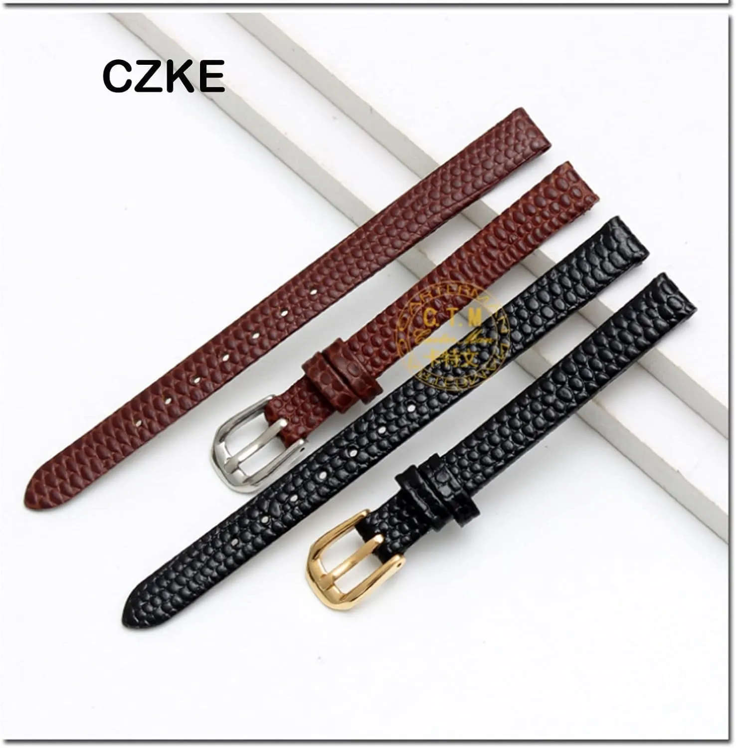 Leather watchband for Ladies Replacement Watch White red Ultra-Thin Strap 6 8 fly grandeur optimize 10 12 14 16mm Lizard Print Cowhide 