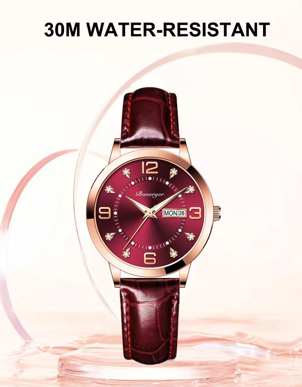 Leather Women Watches Ladies Dress Analog Quartz Date Classic Luminous baseball count Leather Strap 3ATM Waterproof Female Wrist Watch BESTKANG 