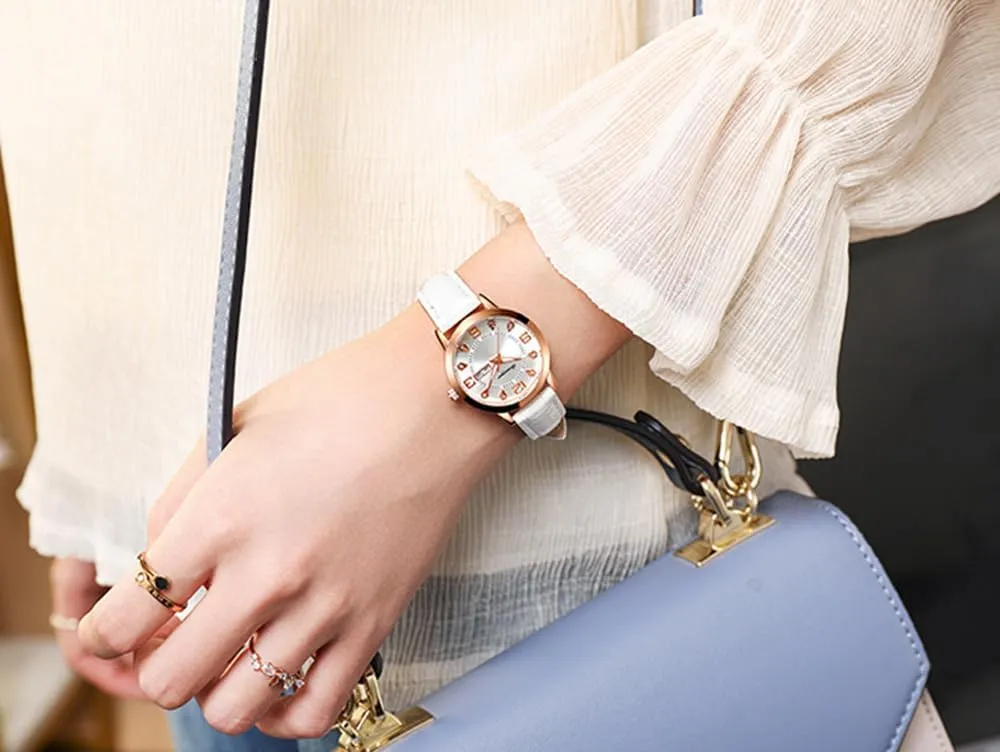 Leather Women Watches Ladies Dress Analog Quartz Date Classic Luminous baseball count Leather Strap 3ATM Waterproof Female Wrist Watch BESTKANG 