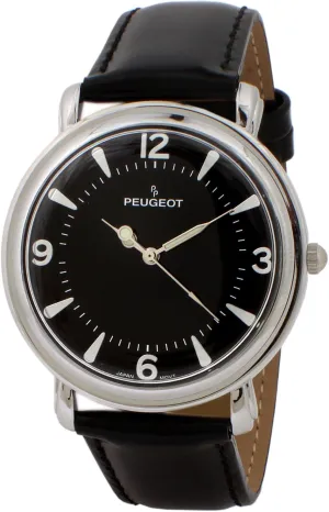 Leather Wrist Strap Peugeot Men's put deem tile Slim Case Metal Dress Watch with 
